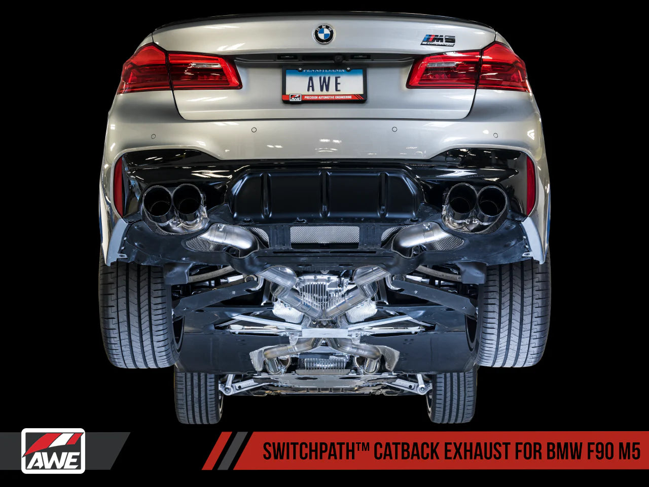 AWE SwitchPath™ Catback Exhaust for BMW F90 M5 - Chrome Silver Tips