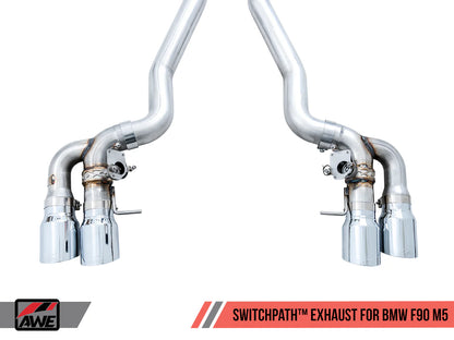 AWE SwitchPath™ Axleback Exhaust for BMW F90 M5 - Chrome Silver Tips